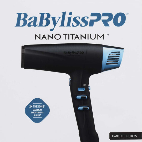 BABYLISSPRO NANO TITANIUM LIMITED EDITION BLACK AND BLUE PROFESSIONAL HIG-SPEED DUAL IONIC DRYER