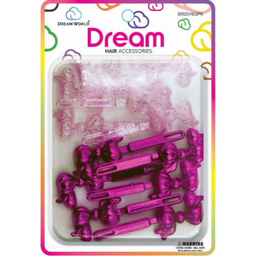 Chloe Barrette 16 Chubby Ribbon Glitter Pink