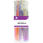 Brittny 10-Piece Comb Set  Assorted Clear Colors