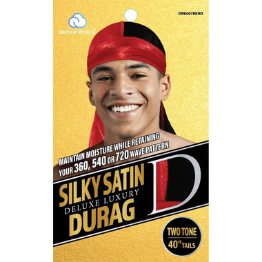 Dream Men Durag Smooth  Thick Black  Red